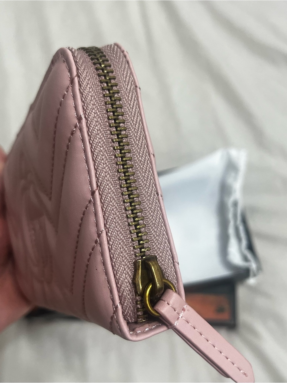 Pink Quilted Zip Wallet with Gold - Picture 6 of 10